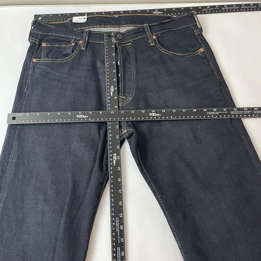 Levis 501 Jeans Mens 36x32 Black Original Button Fly Stretch Denim Grunge NEW